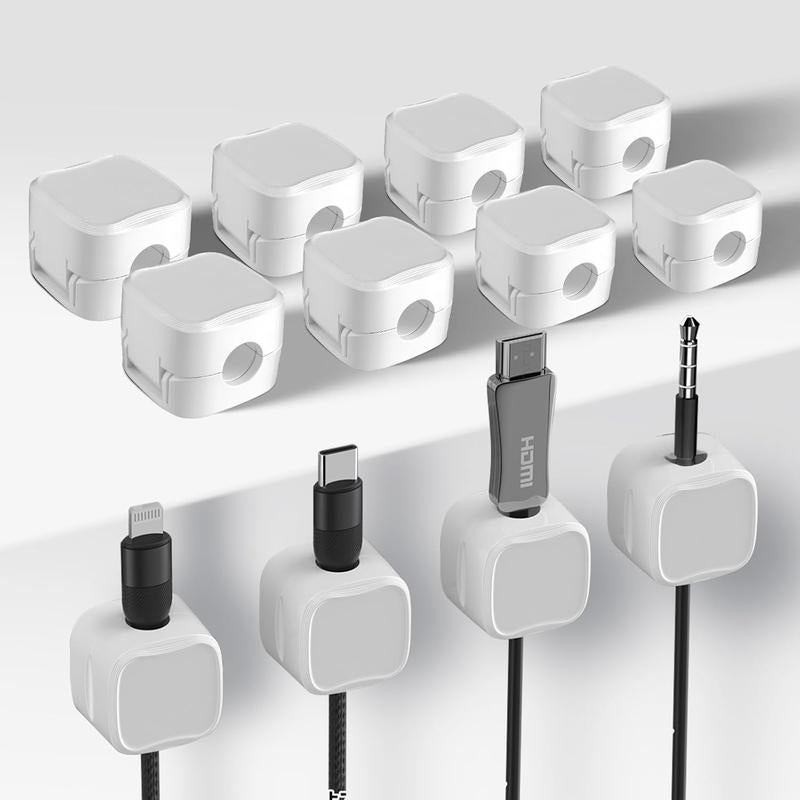 12 Pack Wire Holder Keeper Organizer, Easy Secure Cable Management, Magnetic Cord Organizer, Cable Smooth Adjustable Hide or Organize Phone USB Charger Cable for Office, Desk, Home, Nightstand, Car