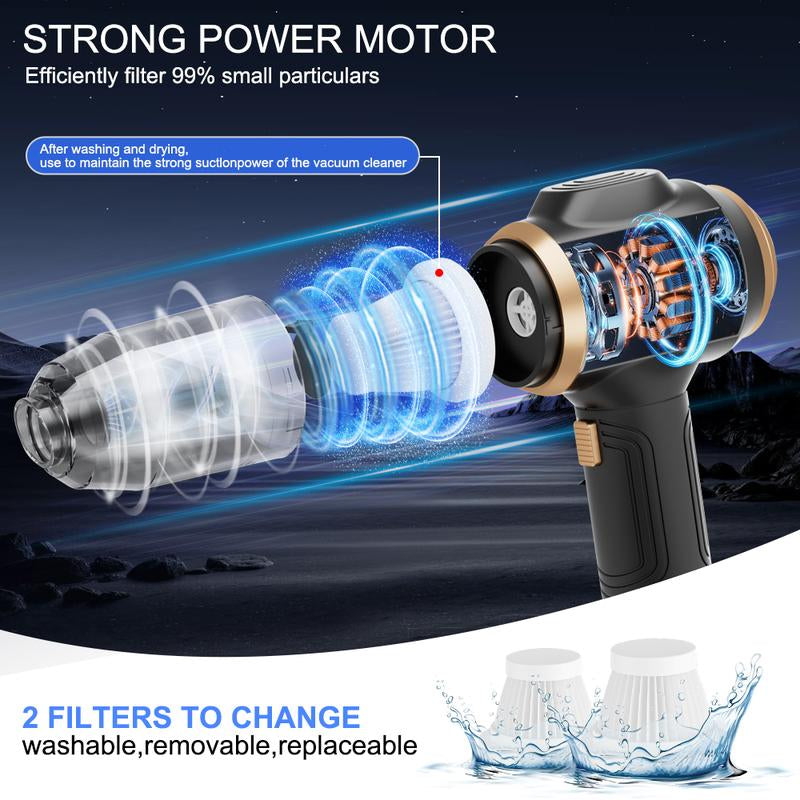 Belibuy Handheld Cordless Car Vacuum Cleaner, 19000Papowerful, 6-In-1 Portable Vacuum Cleaner with Smartdisplay, Suitable for Car, Home, Office, Pet Portable Highportable Cordless