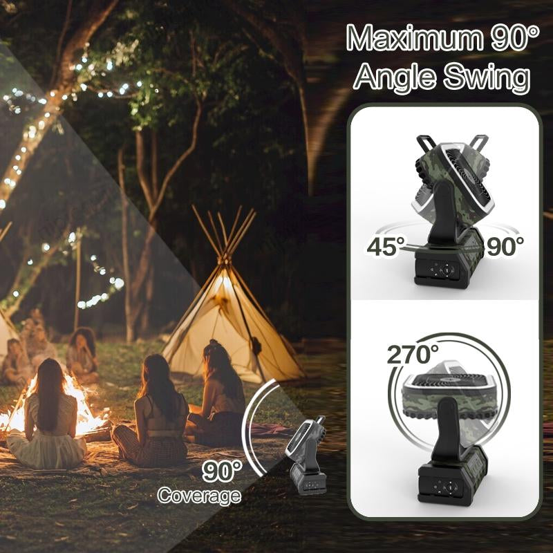 Portable 30000Mah Rechargeable Camping Fan with LED Light, Remote Control, 4 Wind Speeds, Ideal for Camping, Fishing, Traveling & Outdoor Adventure,Outdoorfun Multifunction