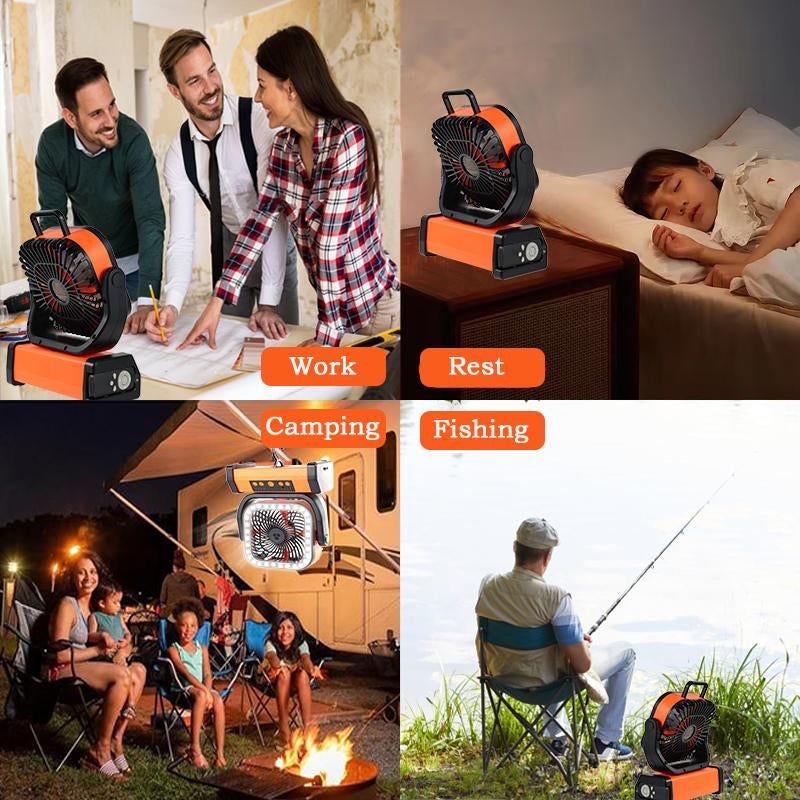 Portable 30000Mah Rechargeable Camping Fan with LED Light, Remote Control, 4 Wind Speeds, Ideal for Camping, Fishing, Traveling & Outdoor Adventure,Outdoorfun Multifunction
