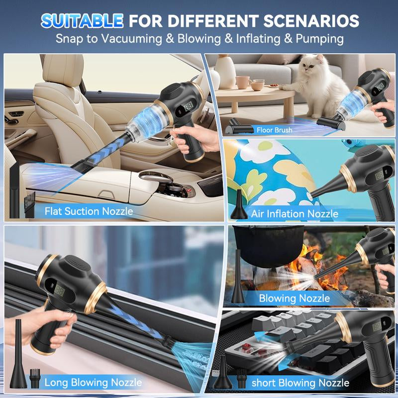 Belibuy Handheld Cordless Car Vacuum Cleaner, 19000Papowerful, 6-In-1 Portable Vacuum Cleaner with Smartdisplay, Suitable for Car, Home, Office, Pet Portable Highportable Cordless