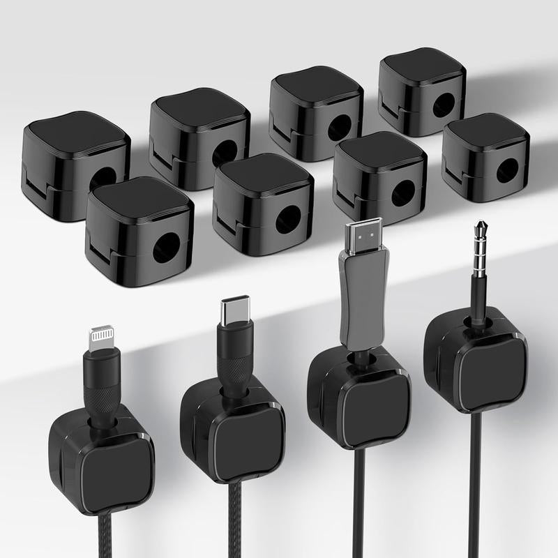 12 Pack Wire Holder Keeper Organizer, Easy Secure Cable Management, Magnetic Cord Organizer, Cable Smooth Adjustable Hide or Organize Phone USB Charger Cable for Office, Desk, Home, Nightstand, Car
