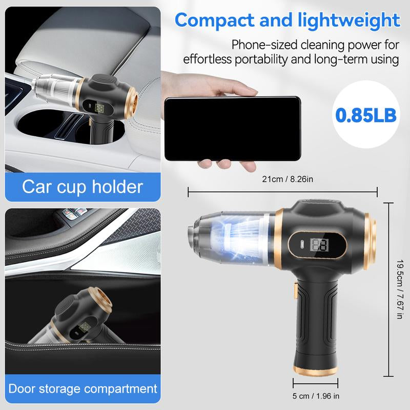 Belibuy Handheld Cordless Car Vacuum Cleaner, 19000Papowerful, 6-In-1 Portable Vacuum Cleaner with Smartdisplay, Suitable for Car, Home, Office, Pet Portable Highportable Cordless