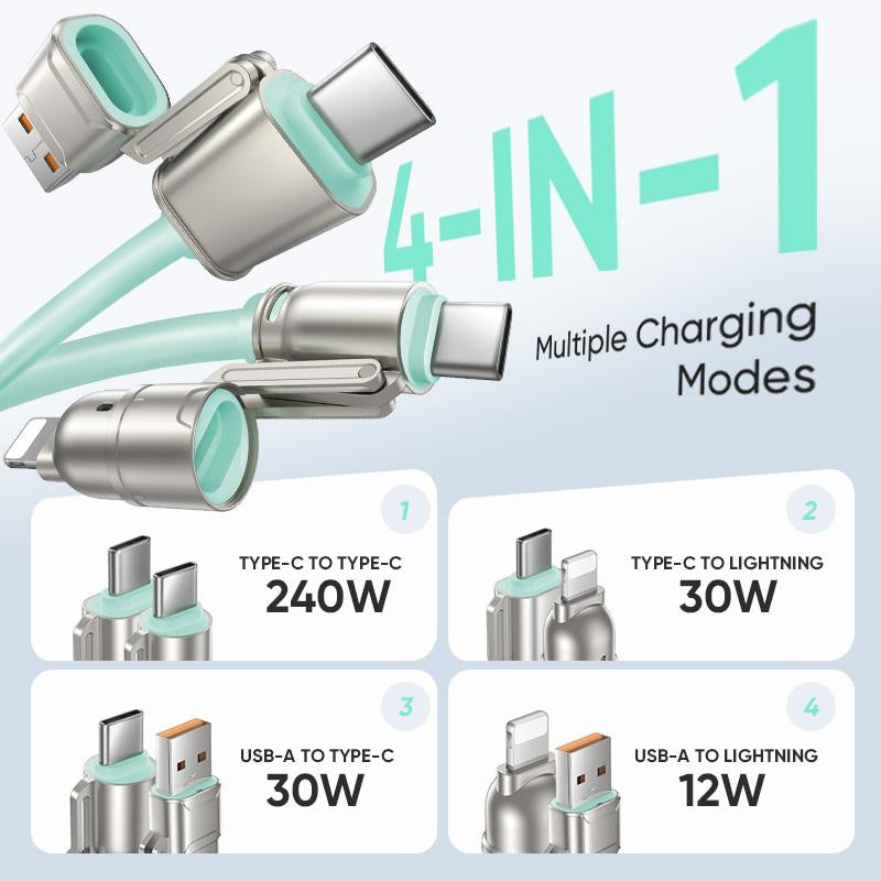 MAGIC JOHN Aromatherapy 4-In-1 Coiled Universal USB Charger Cable ️240W Fast Charging & Data Sync for Iphone & Android, Build-In Fragrant, Retractable Carplay Cord