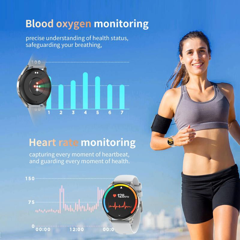 BLACK VIEW Multifunctional Smart Watch for Women Man (Answer/Make Call), 1.45 Inch Fitness Tracker with Pedometer & Multiple Sports Modes, Touch Screen Watch, Fitness Watch for Android Iphone, Wirelessdroid - Silver