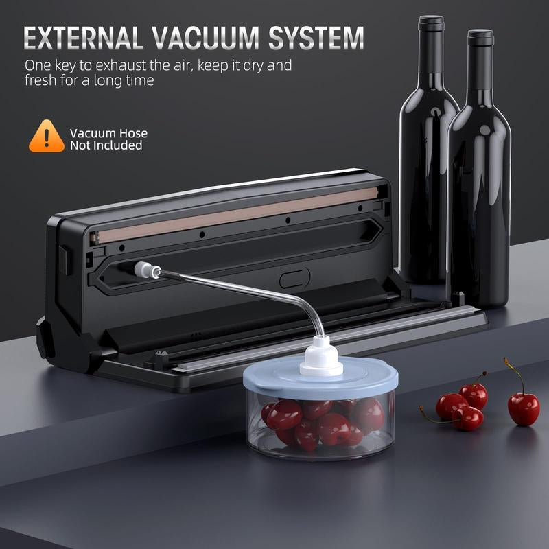 Vacuum Sealer Machine - 8 in 1 Food Vacuum Sealer Machine with Build-In Cutter Automatic Air Sealing System LED Indicator for Food Storage Dry and Moist Food Modes with 15Pcs Seal Bags Kit