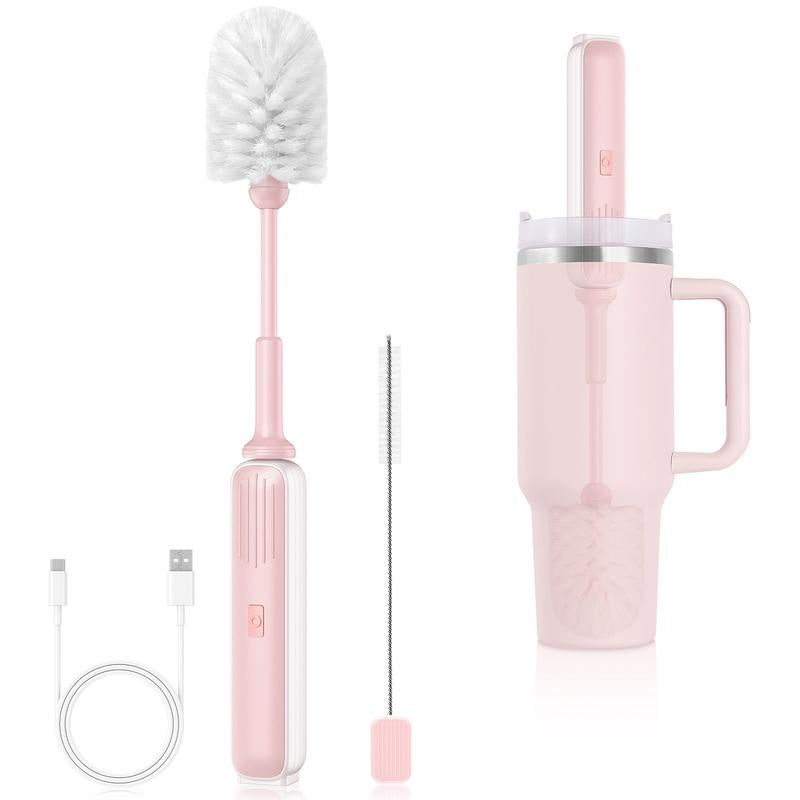 3 in 1Electric Water Bottle Brush Set,Long Handle Bottle Brush with Straw Brush,Kitchen Cleaning Tool for Tumblers, Mugs, Glasses, Jars & Stanley Cup