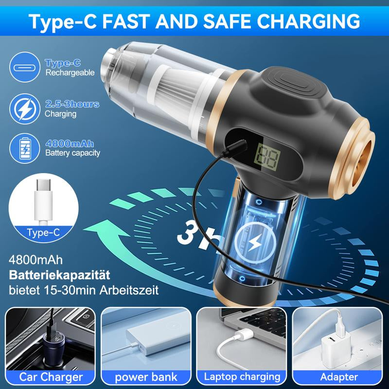 Belibuy Handheld Cordless Car Vacuum Cleaner, 19000Papowerful, 6-In-1 Portable Vacuum Cleaner with Smartdisplay, Suitable for Car, Home, Office, Pet Portable Highportable Cordless