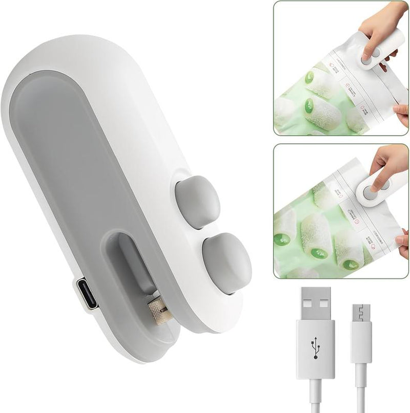 Mini Bag Sealer,2 in 1 Mini Bag Sealer and Cutter,Rechargeable Chip Bag Sealer,Sealer Machine,Bag Sealer for Snack,Sealing Machine for Plastic Bags Snack Bags Portable Multifunctional