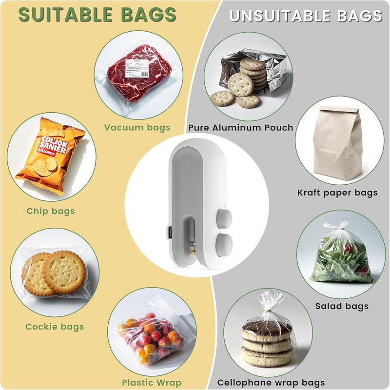 Mini Bag Sealer,2 in 1 Mini Bag Sealer and Cutter,Rechargeable Chip Bag Sealer,Sealer Machine,Bag Sealer for Snack,Sealing Machine for Plastic Bags Snack Bags Portable Multifunctional