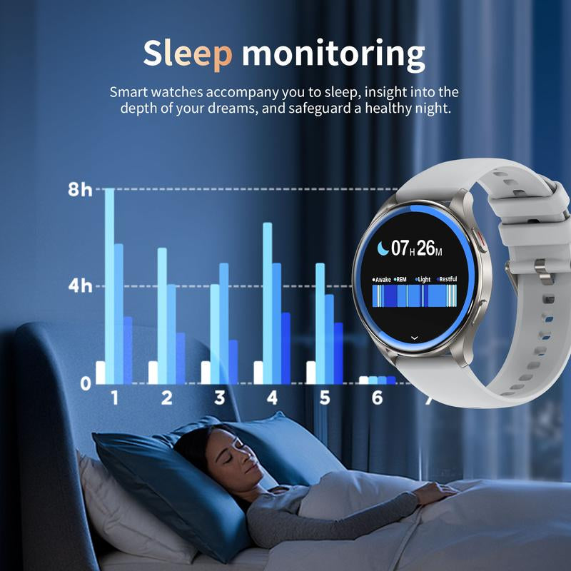 BLACK VIEW Multifunctional Smart Watch for Women Man (Answer/Make Call), 1.45 Inch Fitness Tracker with Pedometer & Multiple Sports Modes, Touch Screen Watch, Fitness Watch for Android Iphone, Wirelessdroid - Silver