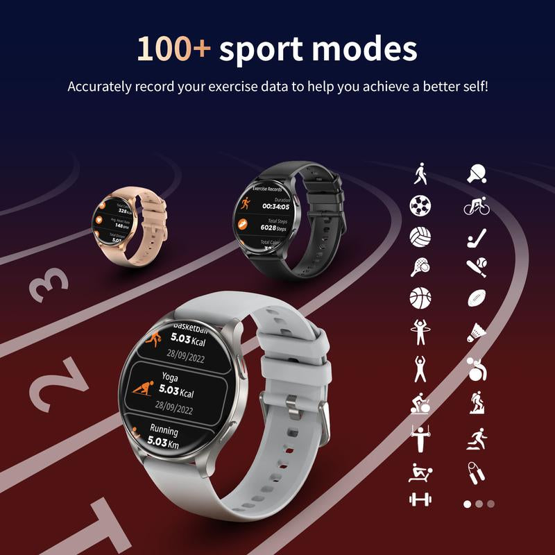 BLACK VIEW Multifunctional Smart Watch for Women Man (Answer/Make Call), 1.45 Inch Fitness Tracker with Pedometer & Multiple Sports Modes, Touch Screen Watch, Fitness Watch for Android Iphone, Wirelessdroid - Silver