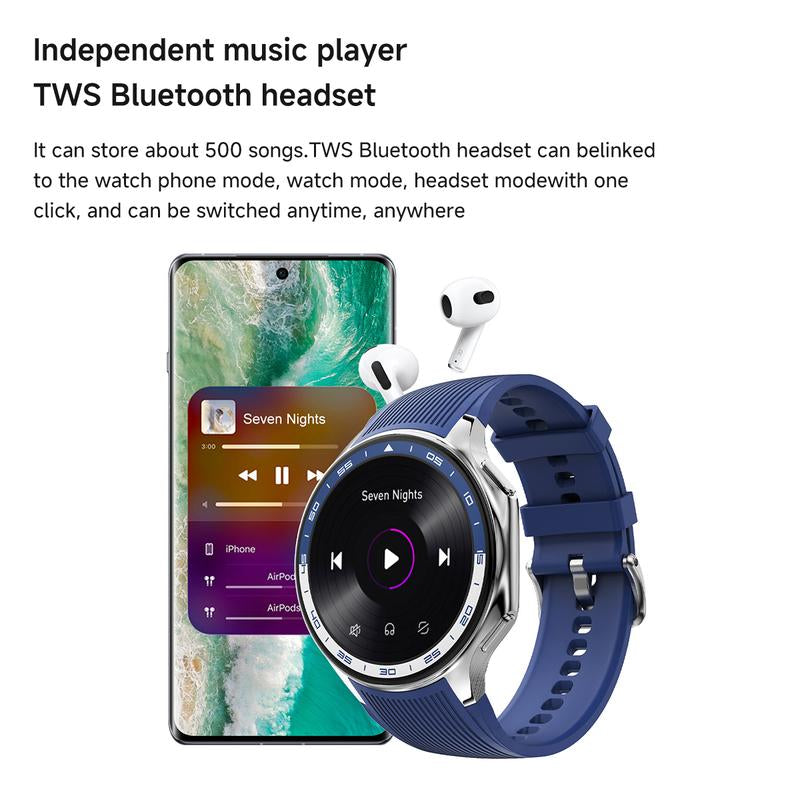 DT Watch X 1.43'' AMOLED HD Smartwatch with Bluetooth 5.3, 32GB Storage, Voice Recorder & MP4 Video Playback, Fitness Tracker for Iphone & Android, 10-Day Battery Life, Men'S Tech Gift 2024 Gps Smartwatch Wearable Smartphone
