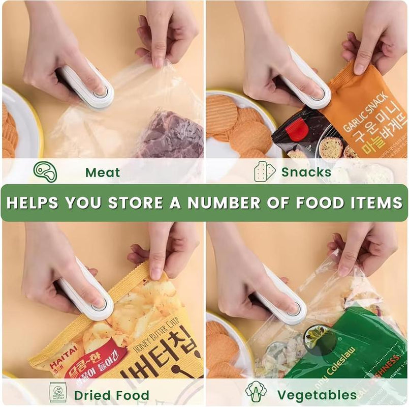 Mini Bag Sealer,2 in 1 Mini Bag Sealer and Cutter,Rechargeable Chip Bag Sealer,Sealer Machine,Bag Sealer for Snack,Sealing Machine for Plastic Bags Snack Bags Portable Multifunctional
