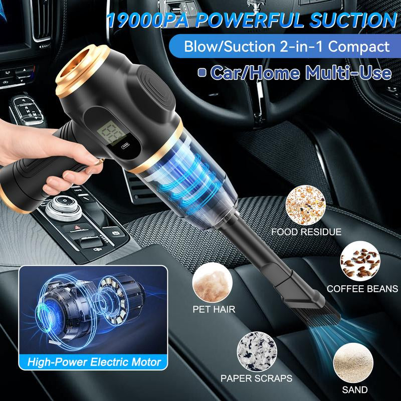 Belibuy Handheld Cordless Car Vacuum Cleaner, 19000Papowerful, 6-In-1 Portable Vacuum Cleaner with Smartdisplay, Suitable for Car, Home, Office, Pet Portable Highportable Cordless