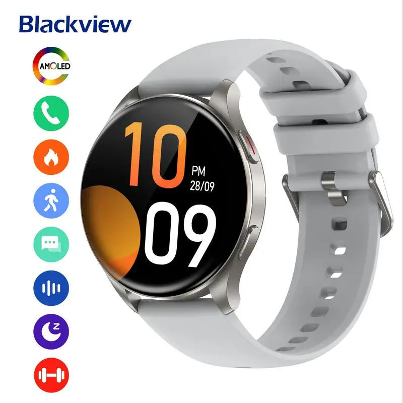 BLACK VIEW Multifunctional Smart Watch for Women Man (Answer/Make Call), 1.45 Inch Fitness Tracker with Pedometer & Multiple Sports Modes, Touch Screen Watch, Fitness Watch for Android Iphone, Wirelessdroid - Silver