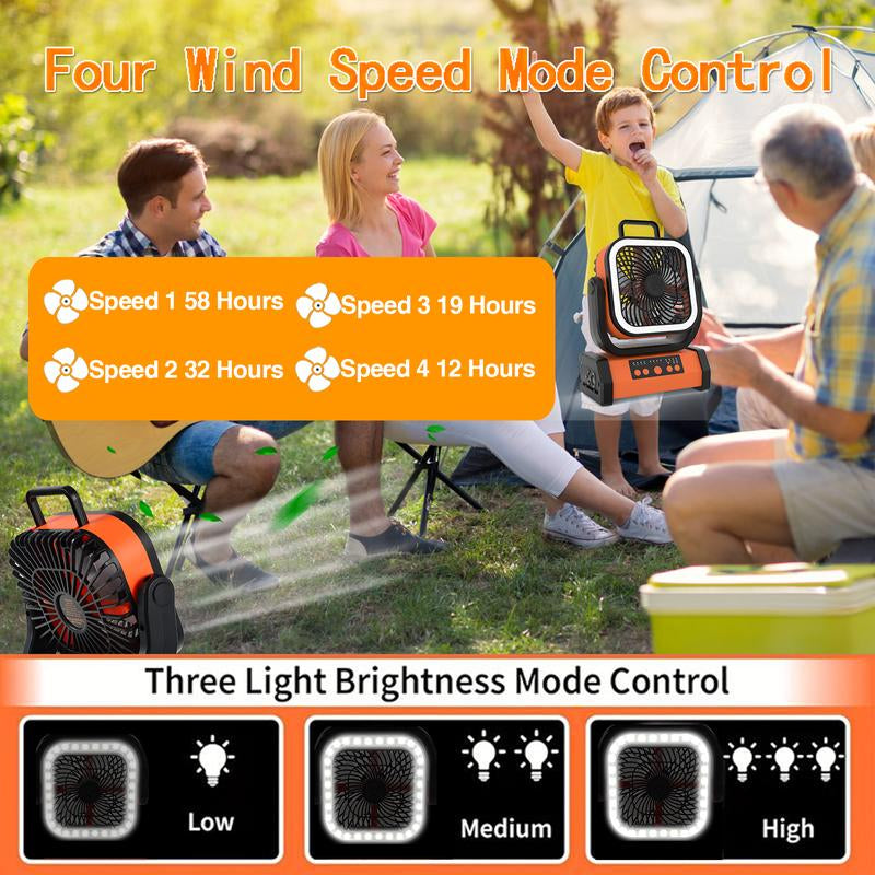 Portable 30000Mah Rechargeable Camping Fan with LED Light, Remote Control, 4 Wind Speeds, Ideal for Camping, Fishing, Traveling & Outdoor Adventure,Outdoorfun Multifunction