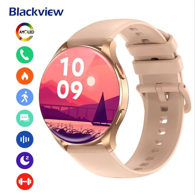 BLACK VIEW Multifunctional Smart Watch for Women Man (Answer/Make Call), 1.45 Inch Fitness Tracker with Pedometer & Multiple Sports Modes, Touch Screen Watch, Fitness Watch for Android Iphone, Wirelessdroid - Silver