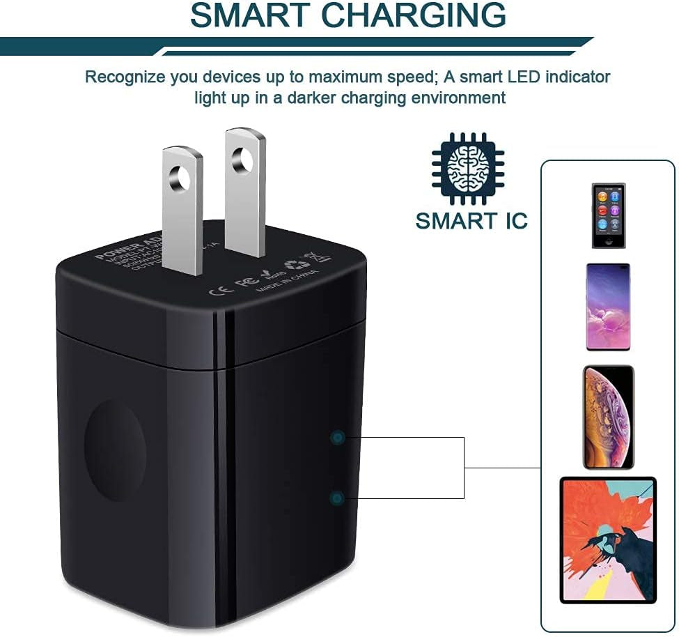Wall Charger Plug, USB Charger Cube, 3.1A 3-Muti Port USB Adapter Power Plug Charging Station Box Black Base for Iphone 15 14 13 12 11 Pro Max/Se/Xr/Xs/X, Samsung Galaxy Phones USB Charge Block