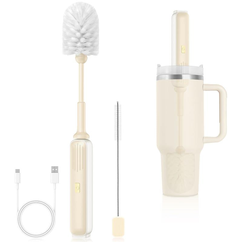 3 in 1Electric Water Bottle Brush Set,Long Handle Bottle Brush with Straw Brush,Kitchen Cleaning Tool for Tumblers, Mugs, Glasses, Jars & Stanley Cup