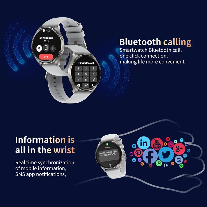 BLACK VIEW Multifunctional Smart Watch for Women Man (Answer/Make Call), 1.45 Inch Fitness Tracker with Pedometer & Multiple Sports Modes, Touch Screen Watch, Fitness Watch for Android Iphone, Wirelessdroid - Silver