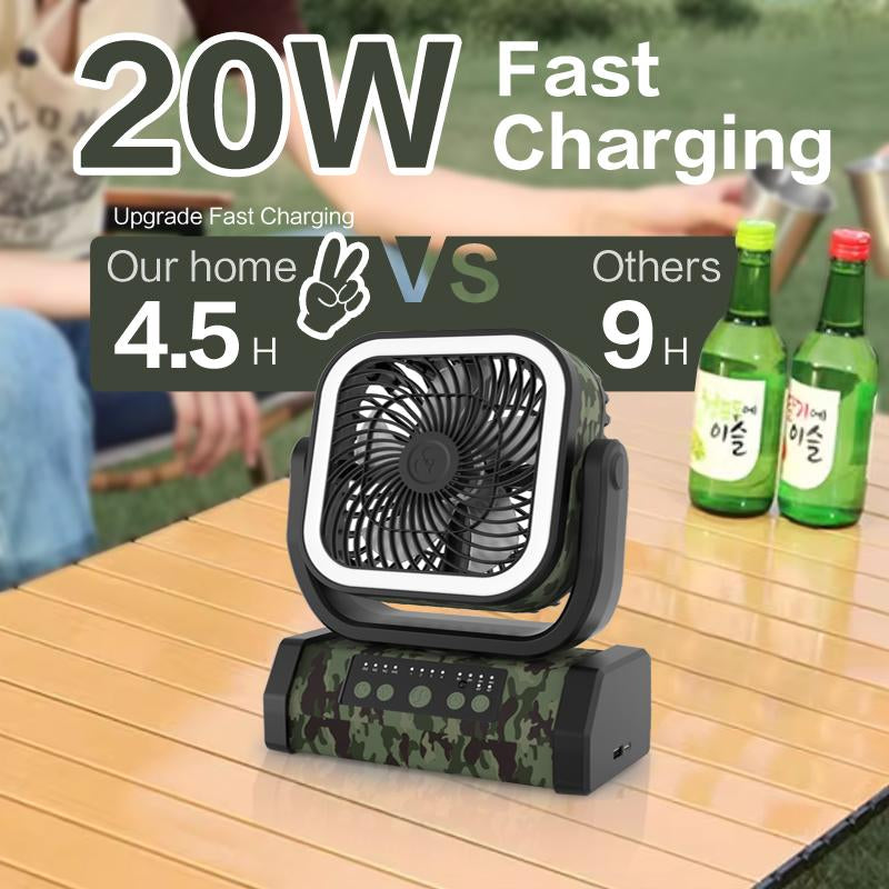 Portable 30000Mah Rechargeable Camping Fan with LED Light, Remote Control, 4 Wind Speeds, Ideal for Camping, Fishing, Traveling & Outdoor Adventure,Outdoorfun Multifunction