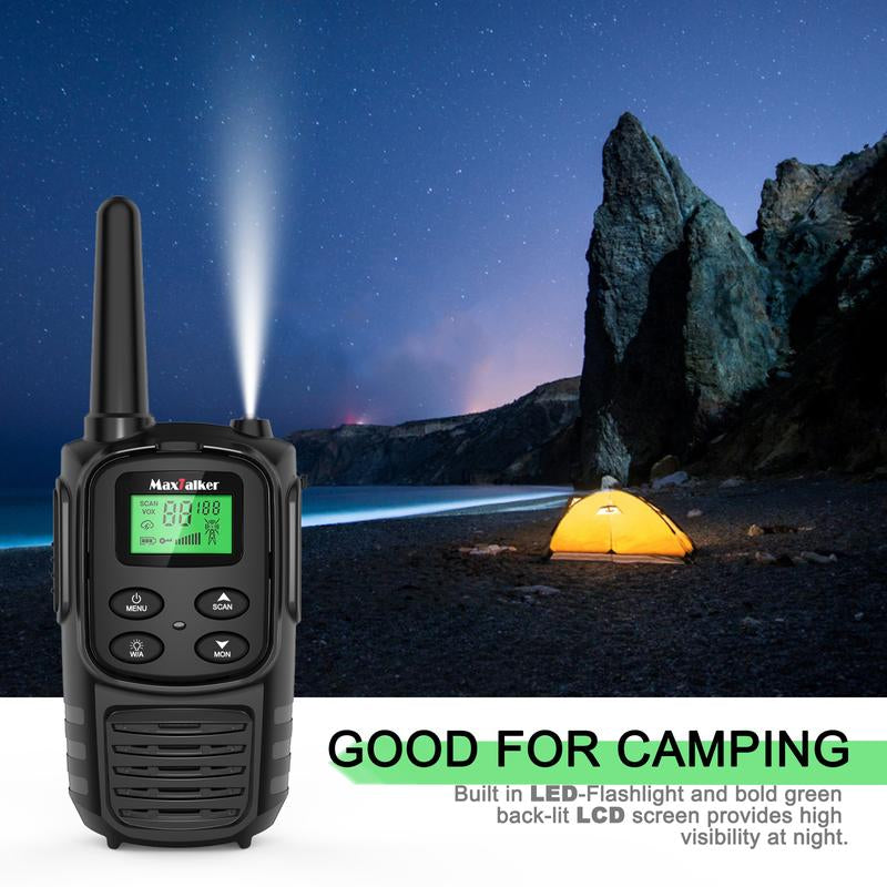 Maxtalker Walkie Talkies Long Range for Adult, MT10 Rechargeable Walkie Talkies FRS Two Way Radio, NOAA, 1200Mah Li-Ion Battery USB-C Cable, LED Flashlight, VOX Walkie Talkie for Hiking Camping