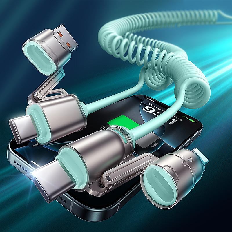 MAGIC JOHN Aromatherapy 4-In-1 Coiled Universal USB Charger Cable ️240W Fast Charging & Data Sync for Iphone & Android, Build-In Fragrant, Retractable Carplay Cord