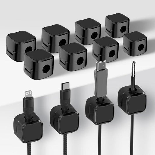 12 Pack Wire Holder Keeper Organizer, Easy Secure Cable Management, Magnetic Cord Organizer, Cable Smooth Adjustable Hide or Organize Phone USB Charger Cable for Office, Desk, Home, Nightstand, Car