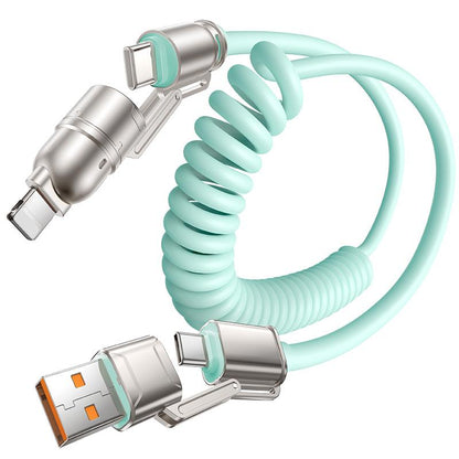 MAGIC JOHN Aromatherapy 4-In-1 Coiled Universal USB Charger Cable ️240W Fast Charging & Data Sync for Iphone & Android, Build-In Fragrant, Retractable Carplay Cord