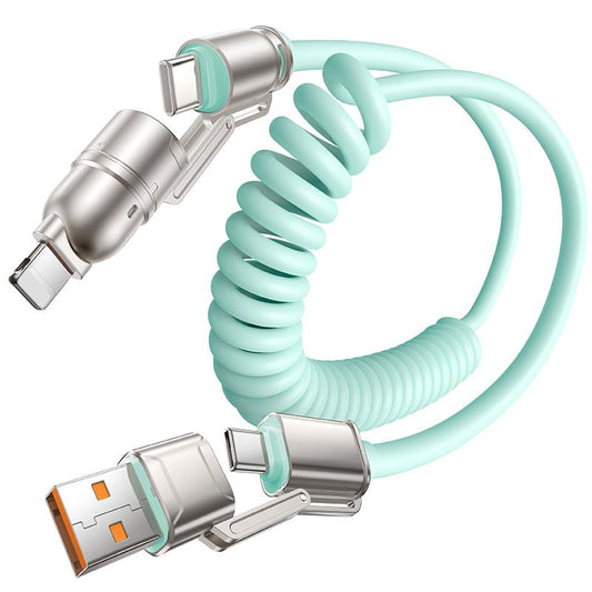 MAGIC JOHN Aromatherapy 4-In-1 Coiled Universal USB Charger Cable ️240W Fast Charging & Data Sync for Iphone & Android, Build-In Fragrant, Retractable Carplay Cord
