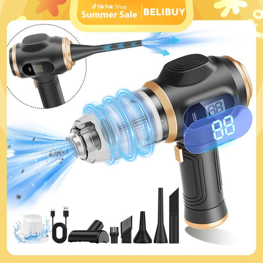 Belibuy Handheld Cordless Car Vacuum Cleaner, 19000Papowerful, 6-In-1 Portable Vacuum Cleaner with Smartdisplay, Suitable for Car, Home, Office, Pet Portable Highportable Cordless