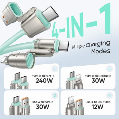MAGIC JOHN Aromatherapy 4-In-1 Coiled Universal USB Charger Cable ️240W Fast Charging & Data Sync for Iphone & Android, Build-In Fragrant, Retractable Carplay Cord