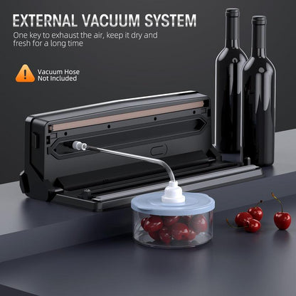 Vacuum Sealer Machine - 8 in 1 Food Vacuum Sealer Machine with Build-In Cutter Automatic Air Sealing System LED Indicator for Food Storage Dry and Moist Food Modes with 15Pcs Seal Bags Kit
