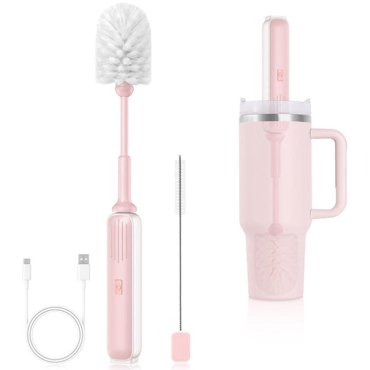 3 in 1Electric Water Bottle Brush Set,Long Handle Bottle Brush with Straw Brush,Kitchen Cleaning Tool for Tumblers, Mugs, Glasses, Jars & Stanley Cup