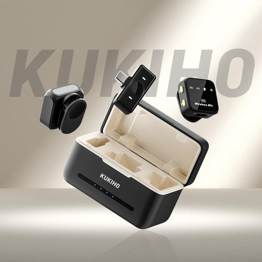 KUKIHO Wireless Lavalier Microphone with Charging Case – 164Ft Range, 72H Battery – for Iphone, Android, Ipad, Laptop – Clip-On Mic for Video, Interview, Vlog