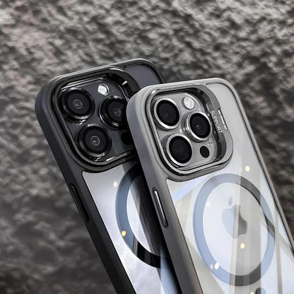 Magsafe Luxury Transparent Phone Case for Iphone 11 12 13 14 15 16 Pro Max plus Magnetic Kickstand Stand Shockproof Bumper Cover
