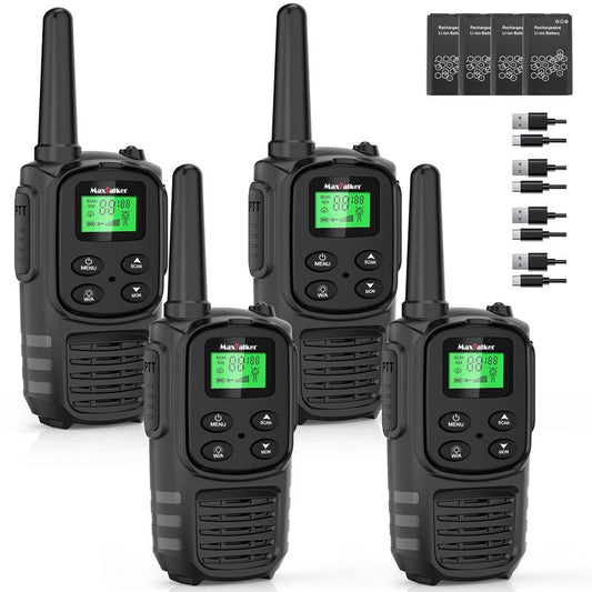 Maxtalker Walkie Talkies Long Range for Adult, MT10 Rechargeable Walkie Talkies FRS Two Way Radio, NOAA, 1200Mah Li-Ion Battery USB-C Cable, LED Flashlight, VOX Walkie Talkie for Hiking Camping