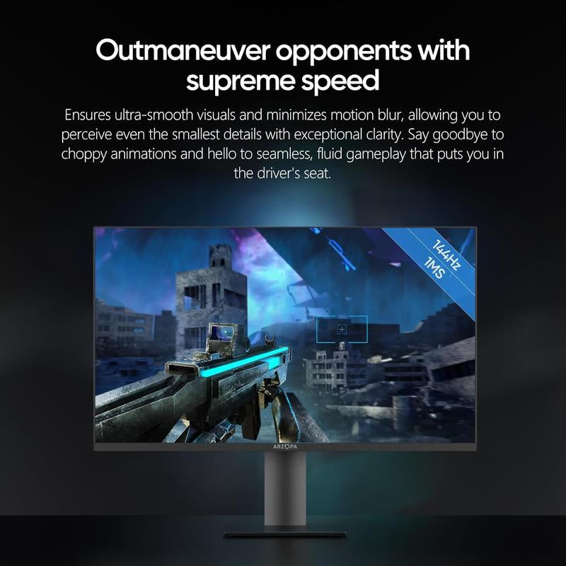 ARZOPA 32” 4K UHD (3840X2160) Gaming Monitor 144HZ IPS Screen, Height Adjustable Stand, VESA Mountable, Support AMD Freesync & NVIDIA G-Sync, DP 1.4, HDMI 2.1 -M3RC
